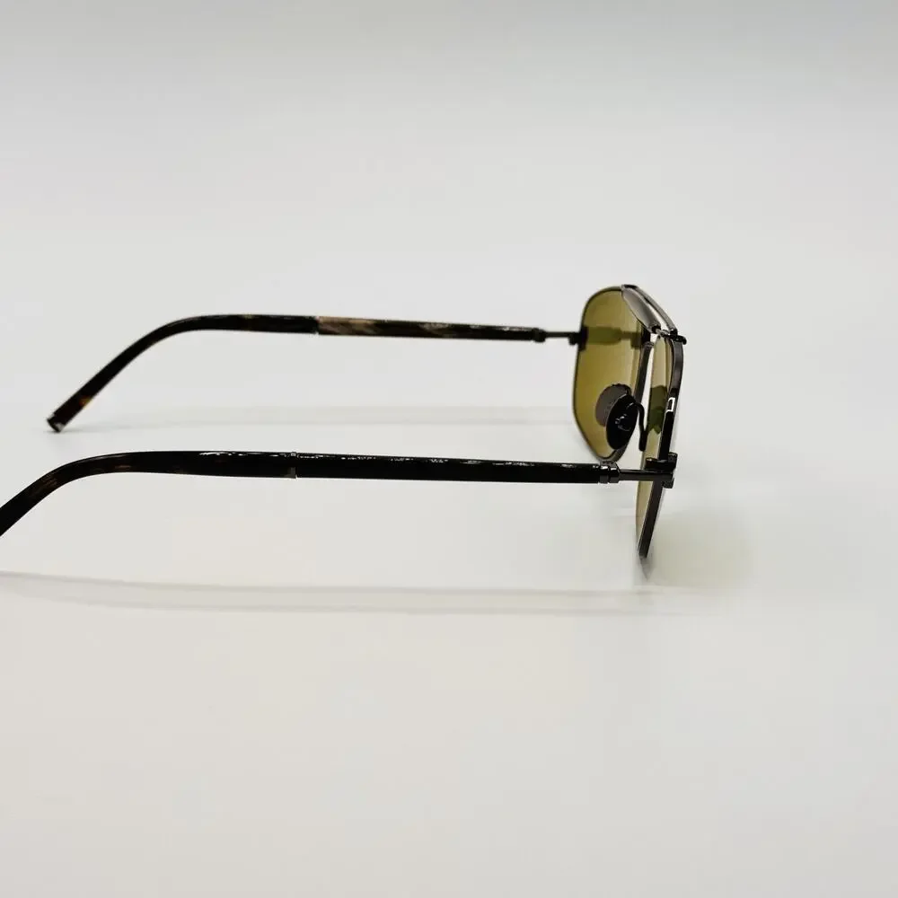 Tom Ford Sunglasses FT1127-P 08N Titanium and Horn Navigator Green Lens 57mm New